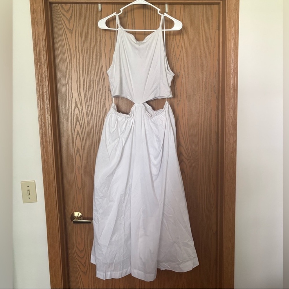 A&F white ribbed cutout maxi-dress